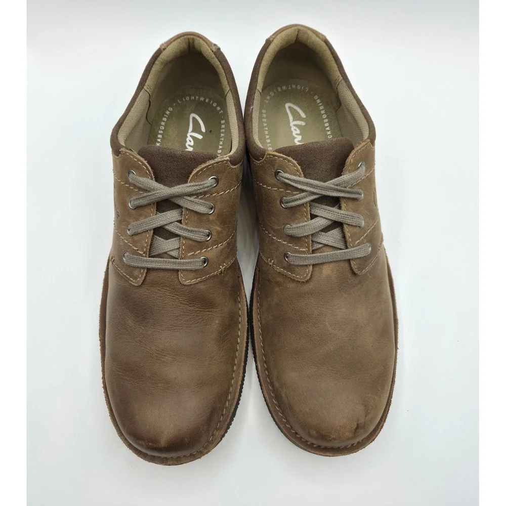 Clarks Men 10.5M Brown Leather Shoes Oxford Lace Up Comfort‎ Gorpcore Retro